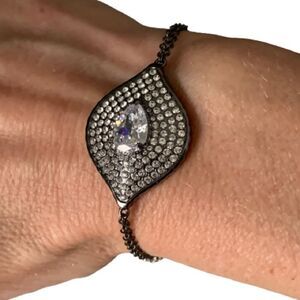 QVC x Joan Boyce – Evil Eye Bracelet in Gunmetal with Crystals